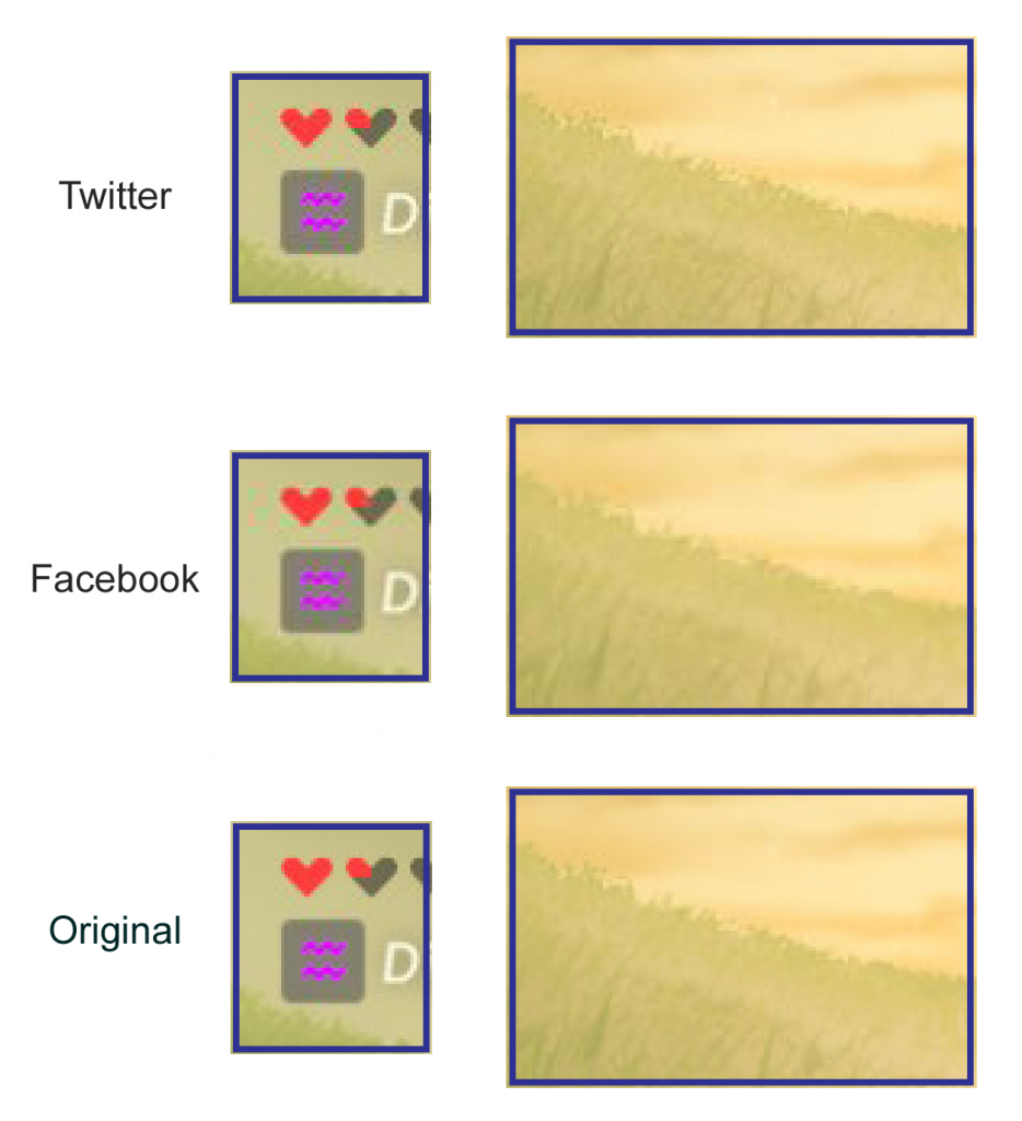 The Legend of Zelda: Souffle Sauvage, comparaison entre l’originale, Facebook et Twitter